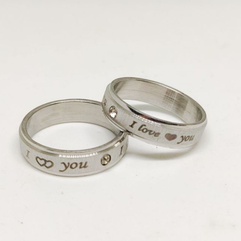 cincin couple titanium tulisan perasaan hati (harga 2 cincin) random