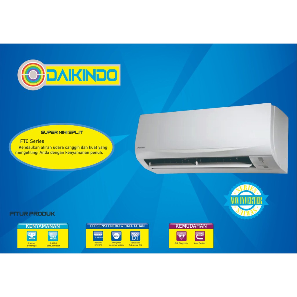 AC DAIKIN FTC 25 NV14 RC 1 PK R32 STANDARD THAILAND LOW WATT + PASANG