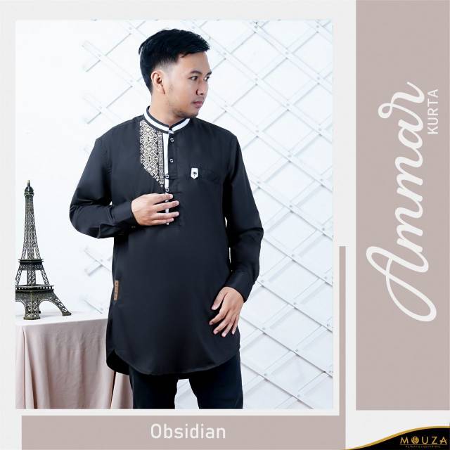 KOKO AYAH DEWASA KURTA KEMKO LENGAN PANJANG TANPA KERAH AMMAR KURTA BY MOUZA