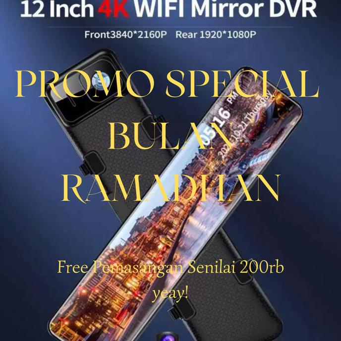 OBDPEAK H6 12" Car DVR Dual Kamera,GPS,WIFI,Layar Sentuh,Spion Rekam