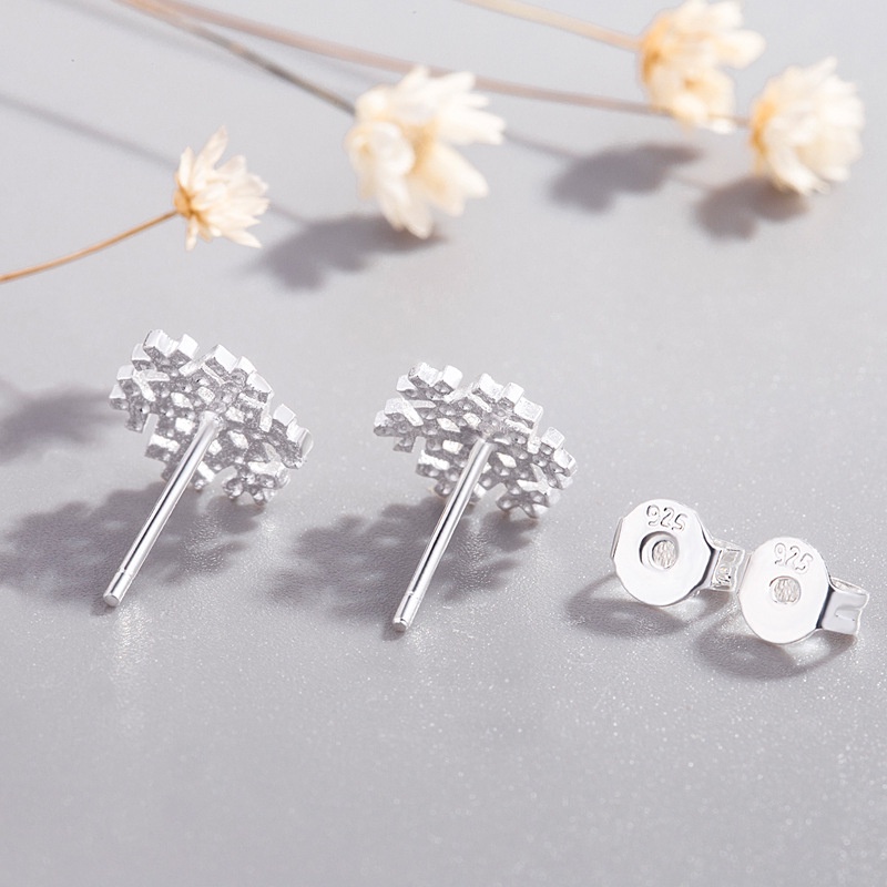 Anting Stud Silver S925 Bentuk Snowflake Gaya Korea Untuk Wanita