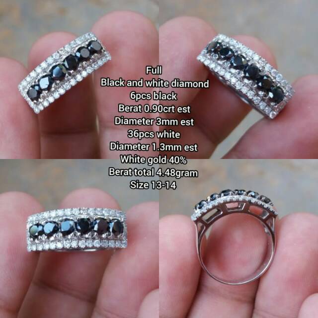 Cincin Berlian Hitam keliling berlian tabur eropa