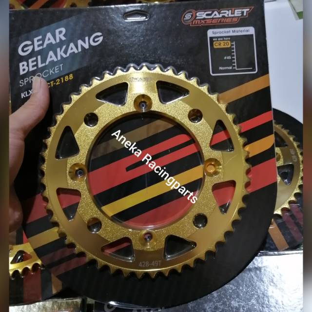 Gear gir belakang klx scarlet 43-50 warna gold