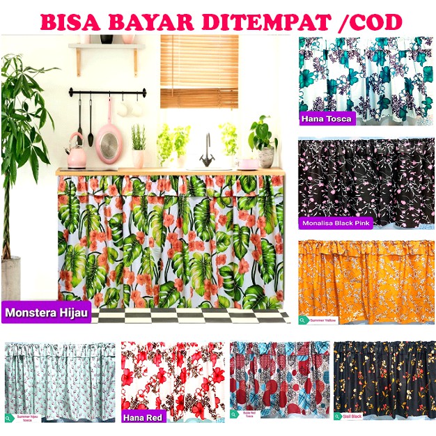 Gorden Kolong Dapur / Hordeng Poni Karakter Keropi Doraemon Hello Kitty LV Bunga Shabby Murah