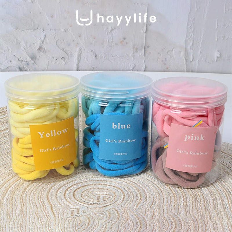 HAYYLIFE Ikat rambut nylon 50pcs / karet rambut kemasan toples  HL-BBA514-4