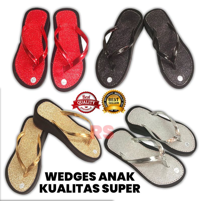 Sandal anak perempuan wedges/Sandal wedges anak/sandal spon tinggi/Sandal anak