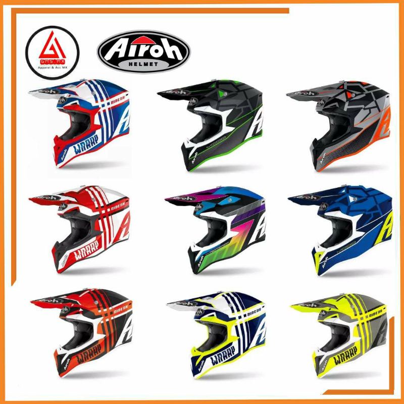 HELM AIROH WRAAP NEW GRAPHIC, AIROH WRAAP, HELM CROSS AIROH WRAAP