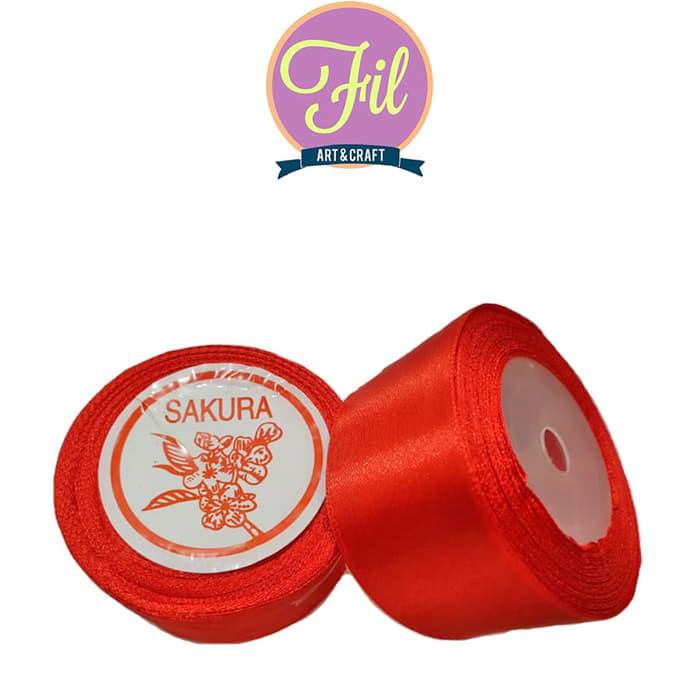 

NewProduk Pita Satin Sakura Besar 1,5 inch / Pita Jepang / Pita Kain Merah Mantul