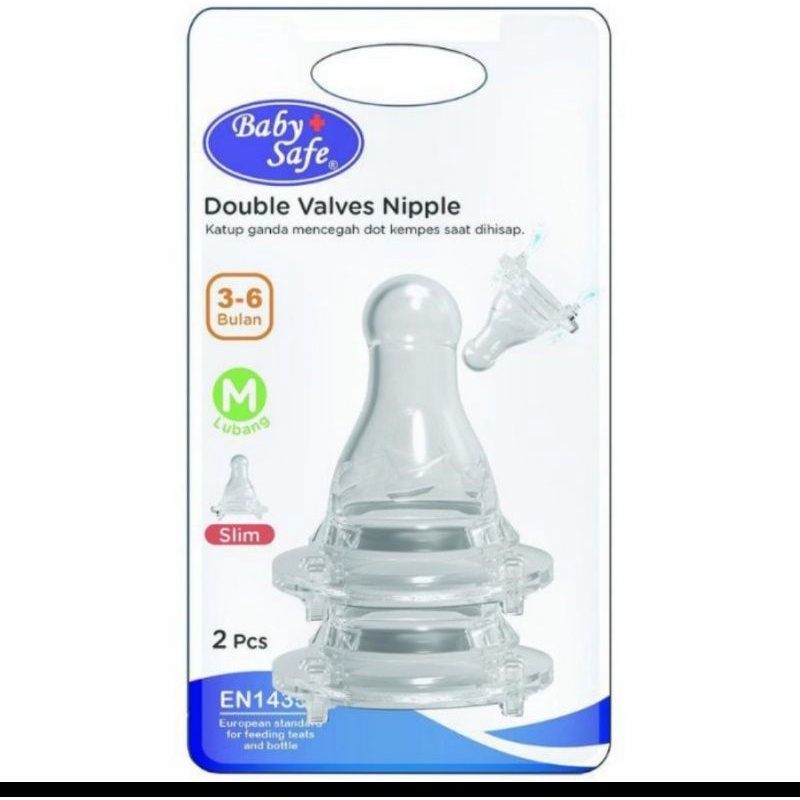 Baby Safe Double Valve Nipple Slim Neck Bottle/Dot Botol Susu Bayi