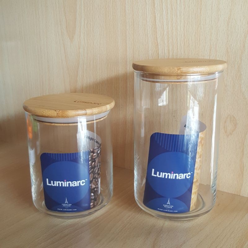 Toples Kaca Canister Tutup Kayu 800 ml dan 1100 ml Luminarc