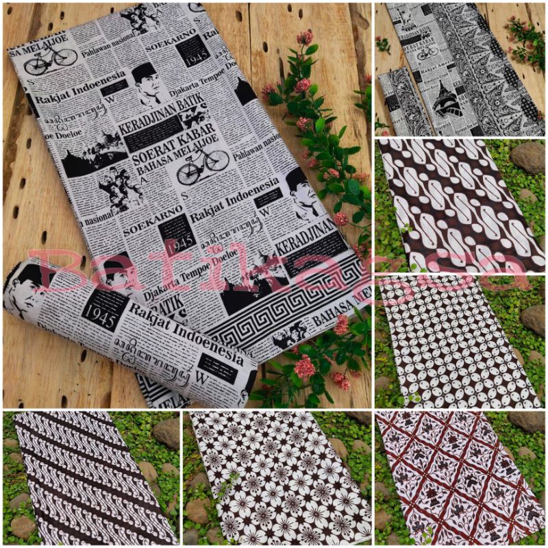 kain batik jarik PEKALONGAN bahan full katun new motif koran RI