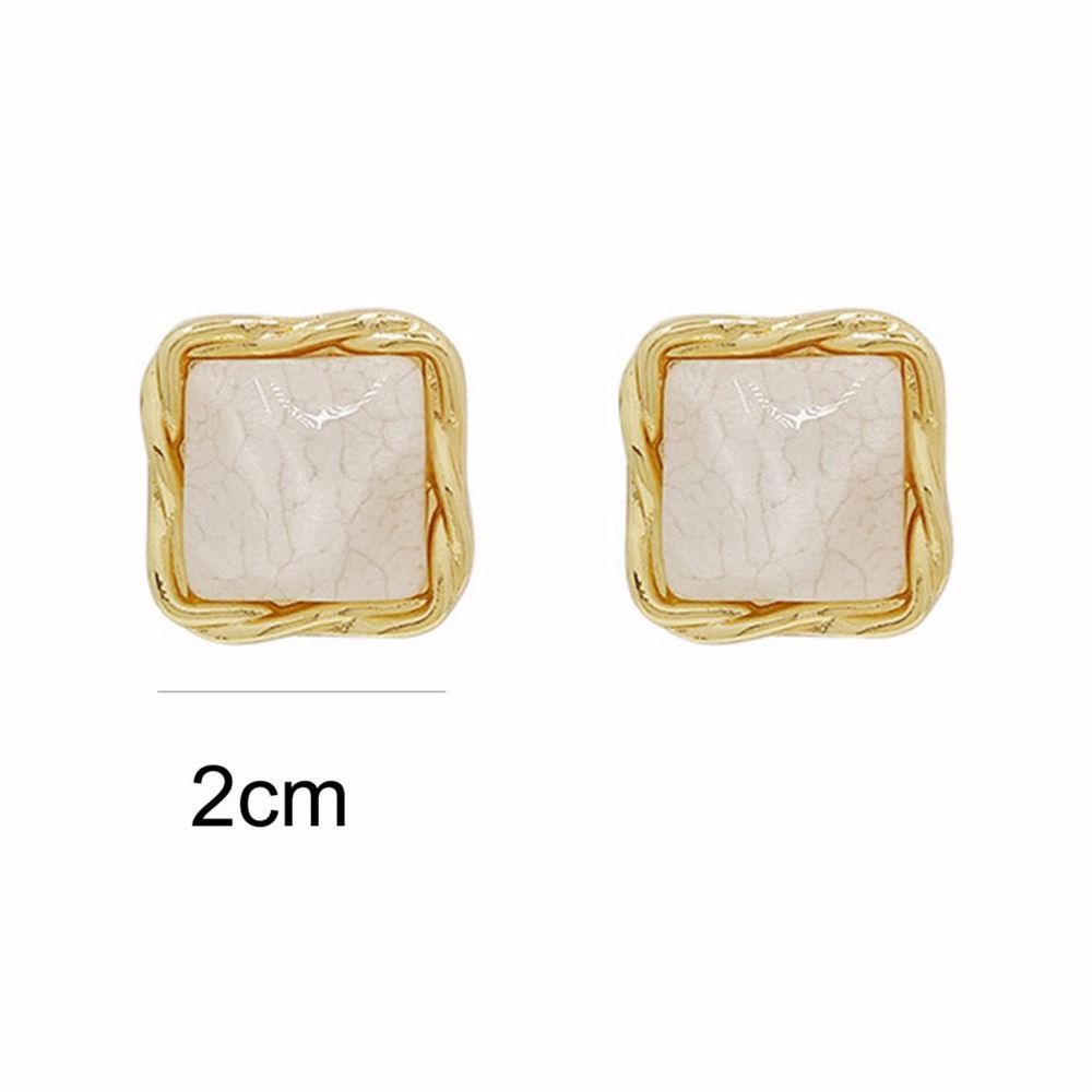 Needway  Exquisite Stud Earrings Korean Twist Shape Square Earrings Sweet Alloy Retro Girls Acrylic Jewelry Accessories/Multicolor