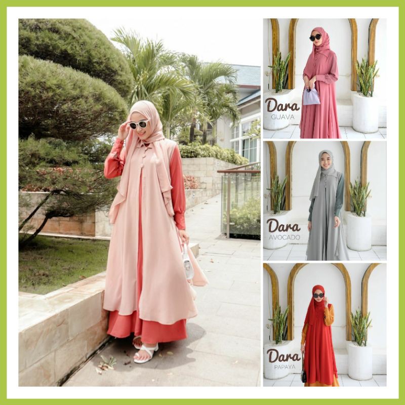Dara Dress Set Outer Dan Pashmina Original by Carameel