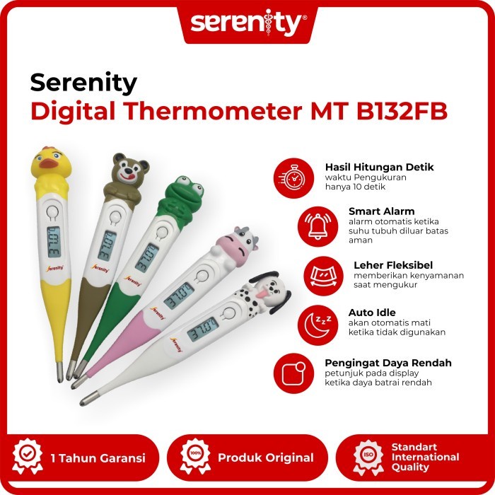 THERMOMETER DIGITAL KARAKTER SERENITY MT-B132-FB UJUNG LENTUR FLEXIBLE FLEKSIBEL TERMOMETER KARTUN BAYI ANAK DEWASA MTB132FB MT-B132FB