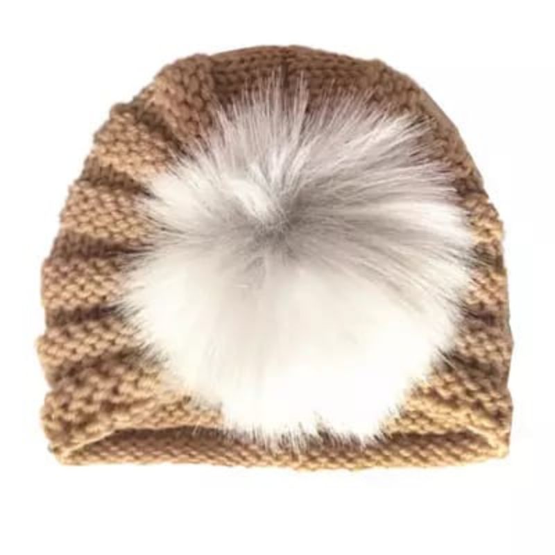 Topi kupluk bayi beanie hat / kupluk rajut pom pom