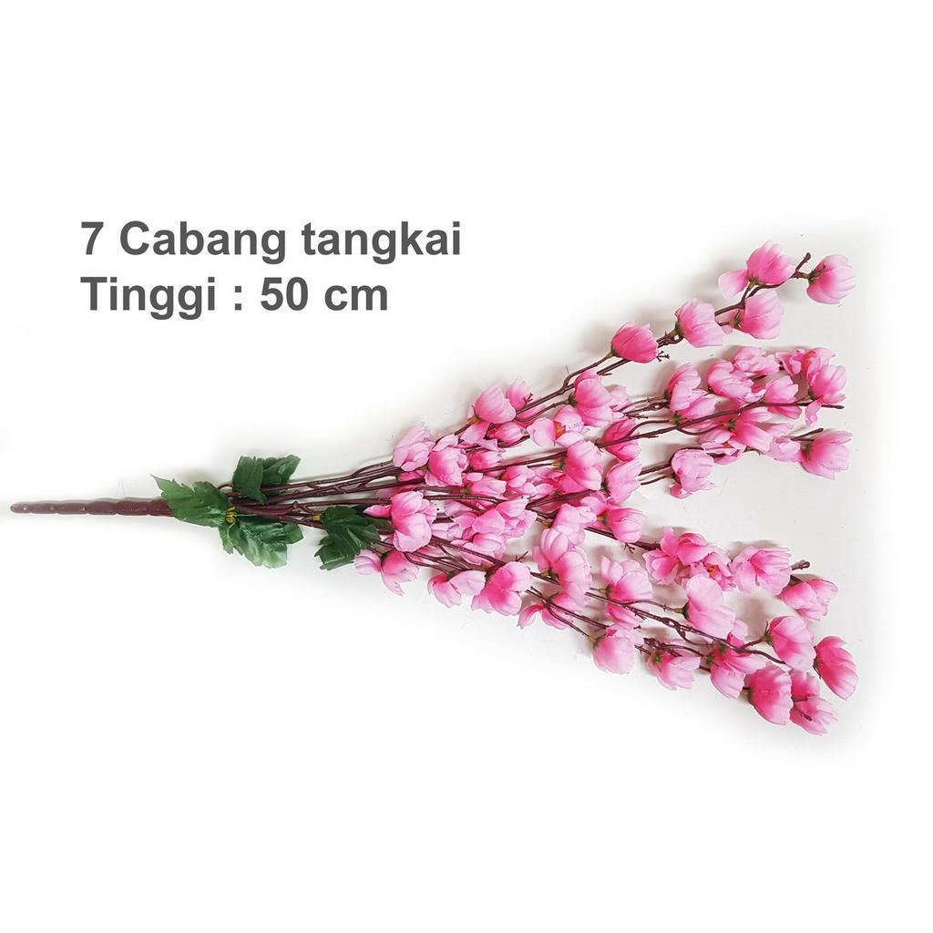 Jual Bunga Imlek Meihwa Sakura Pink Cangkai Rangkai Tangkai Daun Pot