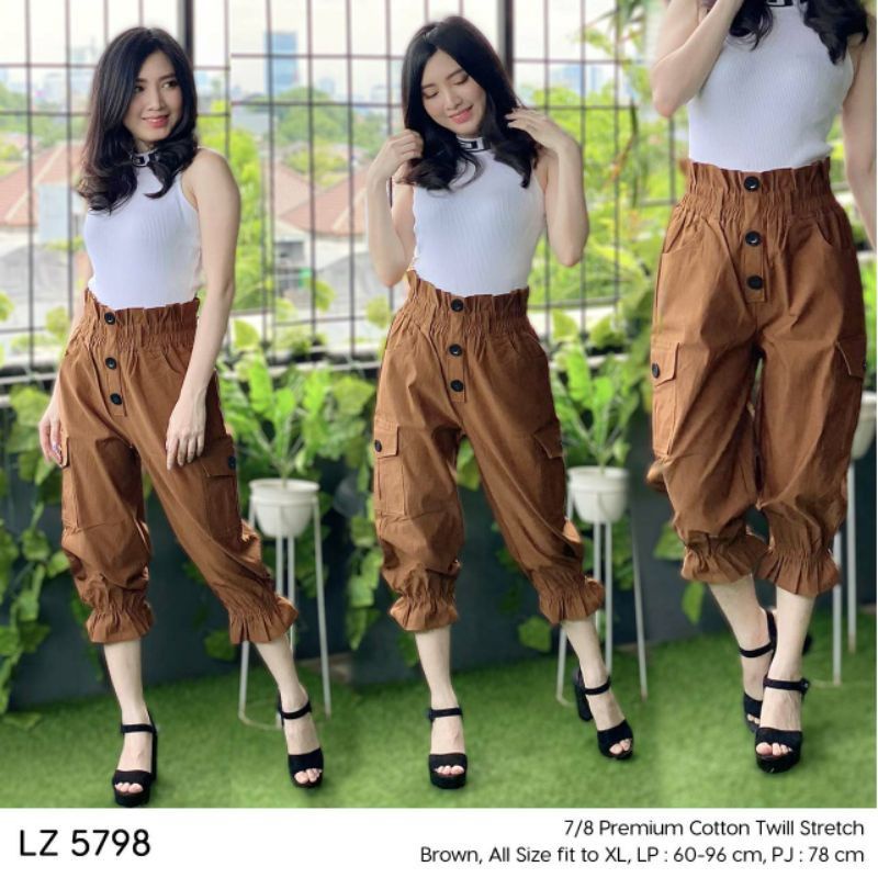 Dz gallery /Celana cargo 7/8 pants wanita / Celana korea stlye premium catton twill stretch