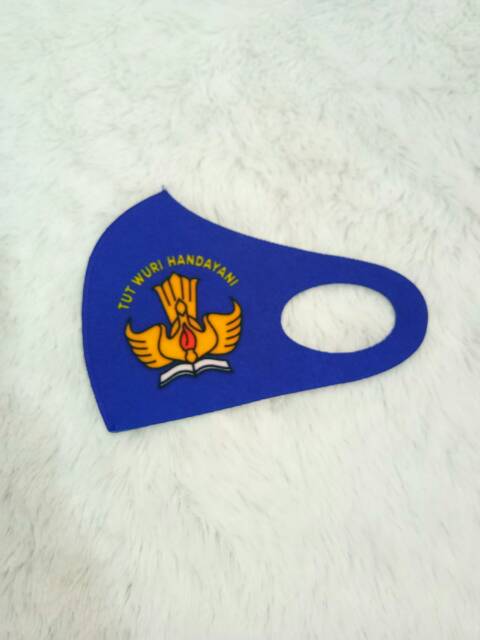 Masker Bahan Scuba Logo SMP Masker Non Medis Logo  Warna Biru SMP