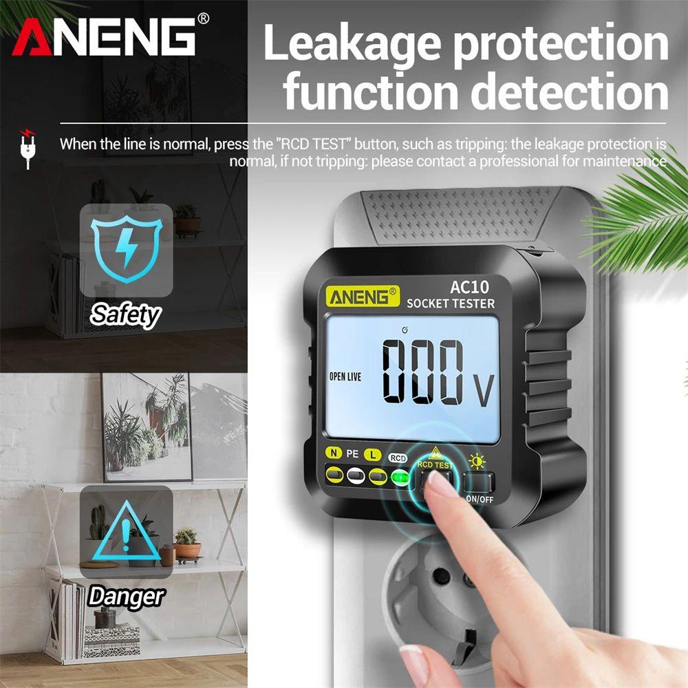 POPULAR Populer Digital Smart Socket Tester ANENG AC10 Electroscope US/UK/EU Plug Test Tegangan