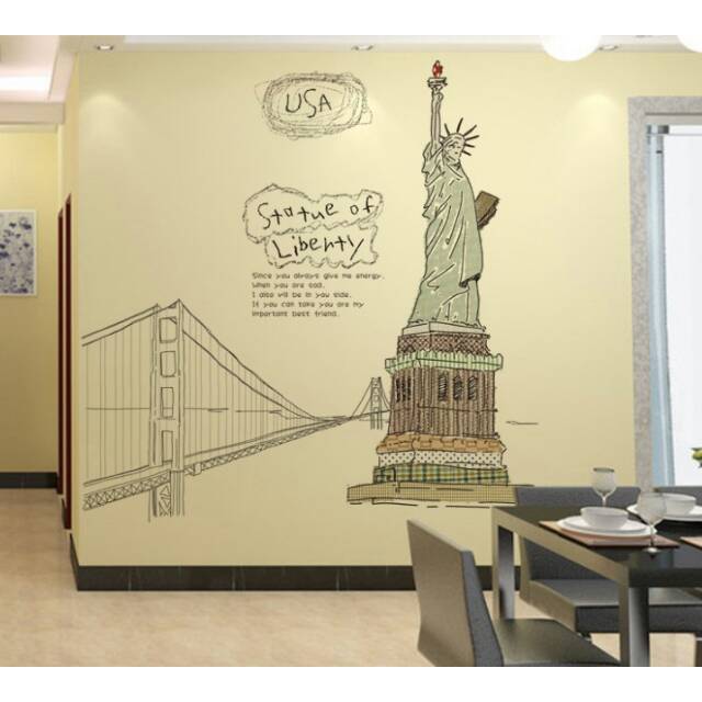 RELIZA WALLSTICKER 60X90 USA MENARA STATUE OF LIBERTY WALL STICKER DINDING AY807