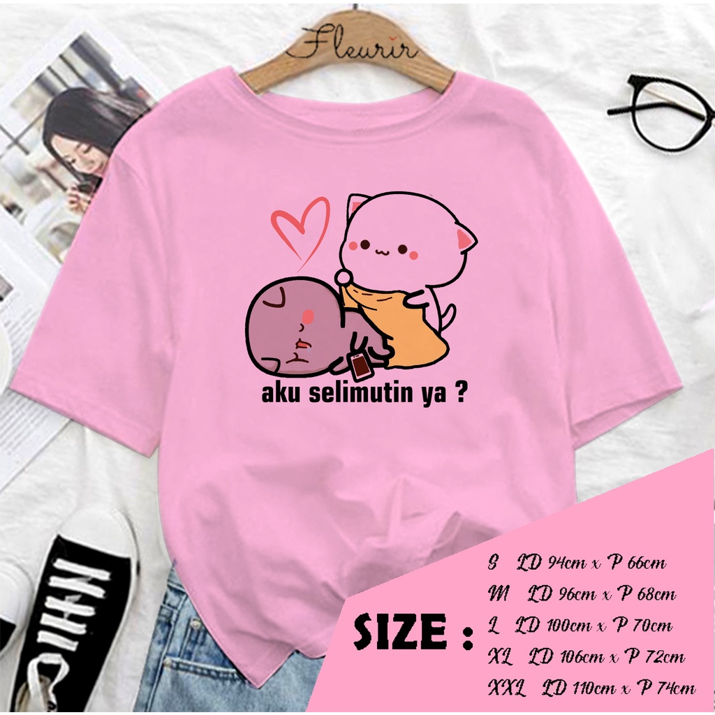 FLEURIR - COD KAOS PEACH SELIMUT WANITA PRIA REMAJA DEWASA UNISEX TSHIRT JUMBO