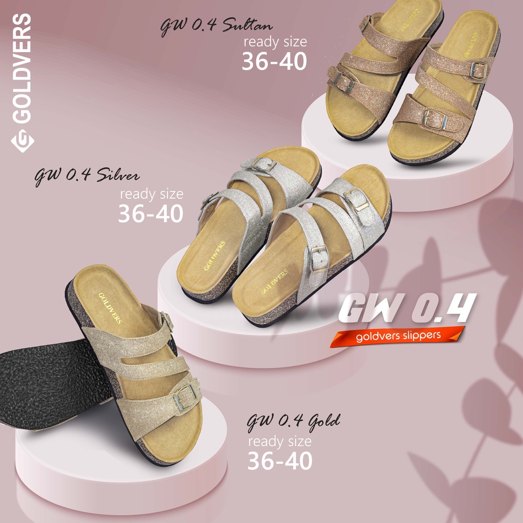 Sandal Wanita Goldvers Sandal Selop Wanita Motif Gliter Manik Original Import Sendal Cewek - Goldies