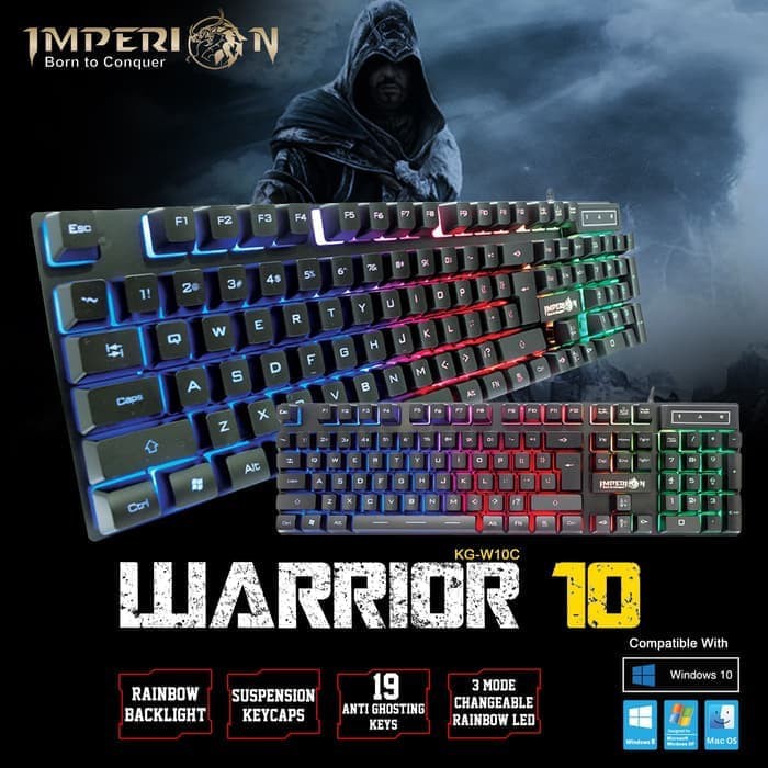 Keyboard Gaming Imperion Warrior 10 KG-W10C Keyboard Lampu