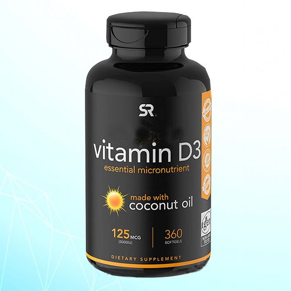 SR 360 Softgels  Vitamin D3 5000iu +Coconut Oil - Sports Research - Boost Imun System - USA
