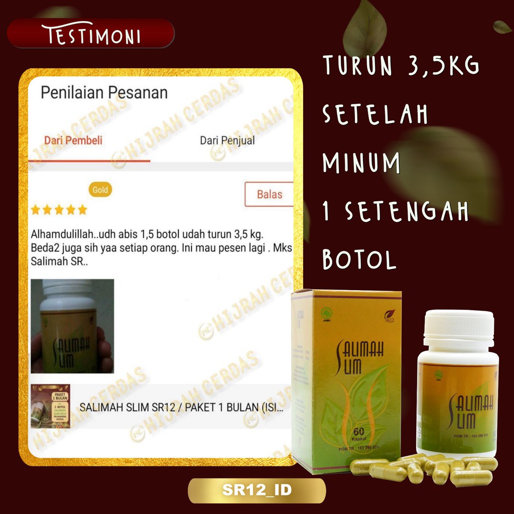 SALIMAH SLIM SR12 / PELANGSING HERBAL AMPUH / TURUN BERAT BADAN 20 KG