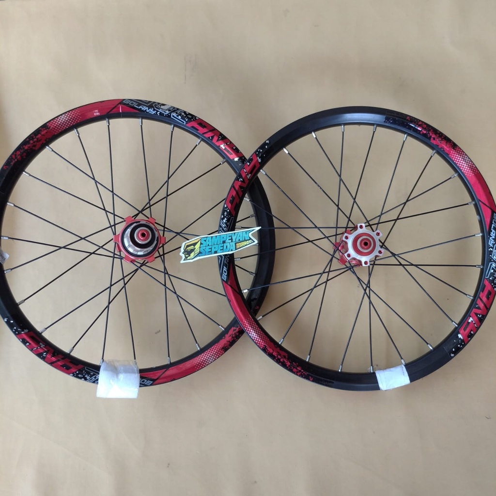 Wheelset 16 Plus 16x1 3/8 Bolany Disc Brake Hitam-Merah
