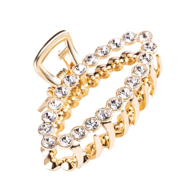 LRC Jepit Rambut Fashion Gold Diamond-studded Clip F5158X