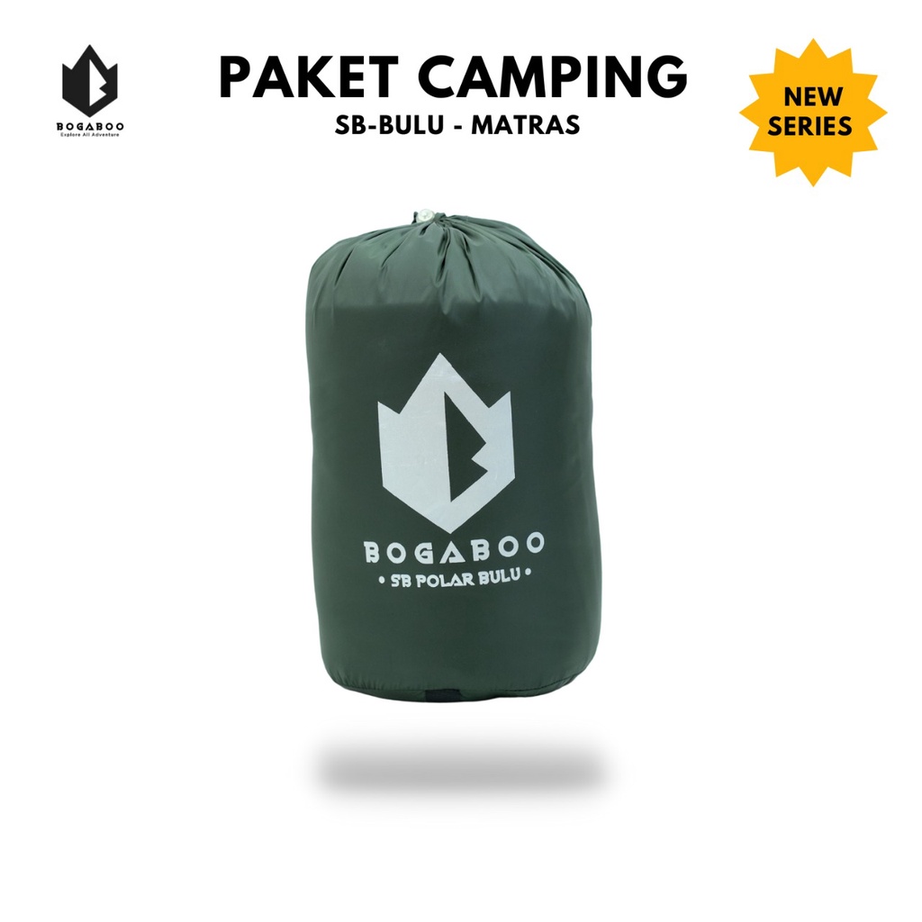 Paket Hemat - Sleeping Bag Bulu BOGABOO Tebal + Matras Karet Camping Gunung - Kantong tidur