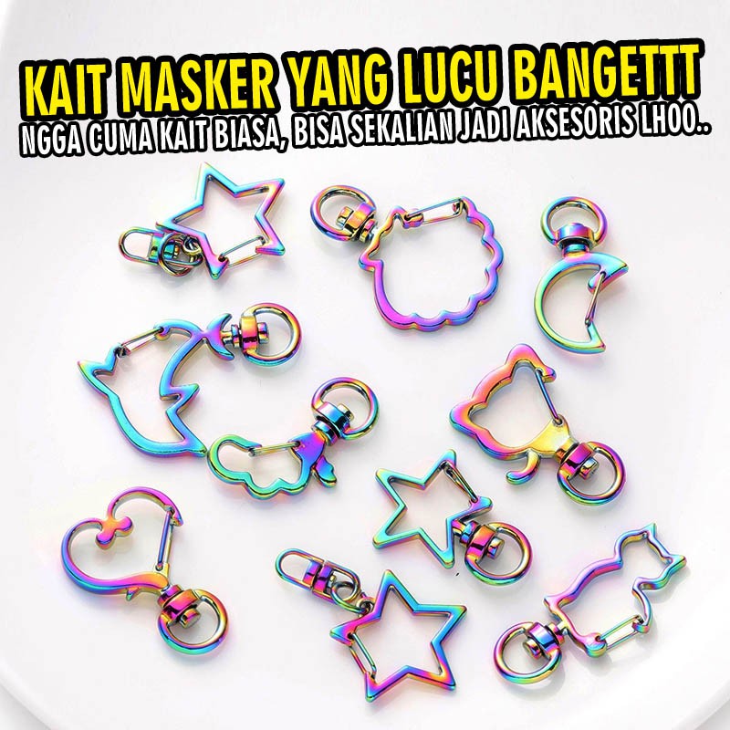 Kait masker lucu imut estetik pengait tali jilbab hijab stainless steel besi anti karat bahan alloy