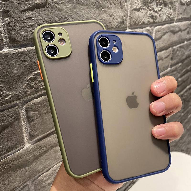 Soft Case Bumper Silikon Matte Transparan Shockproof Untuk iPhone 13 12 Mini SE 2022 2020 6 6S 7 8 Plus