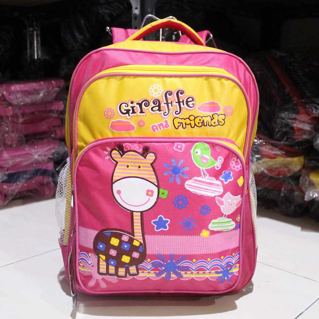 Obral Diskon Tas Gendong Cewe TK SD Ransel Anak Perempuan Motif Kartun Giraffe Lucu Bagus Murah Awet