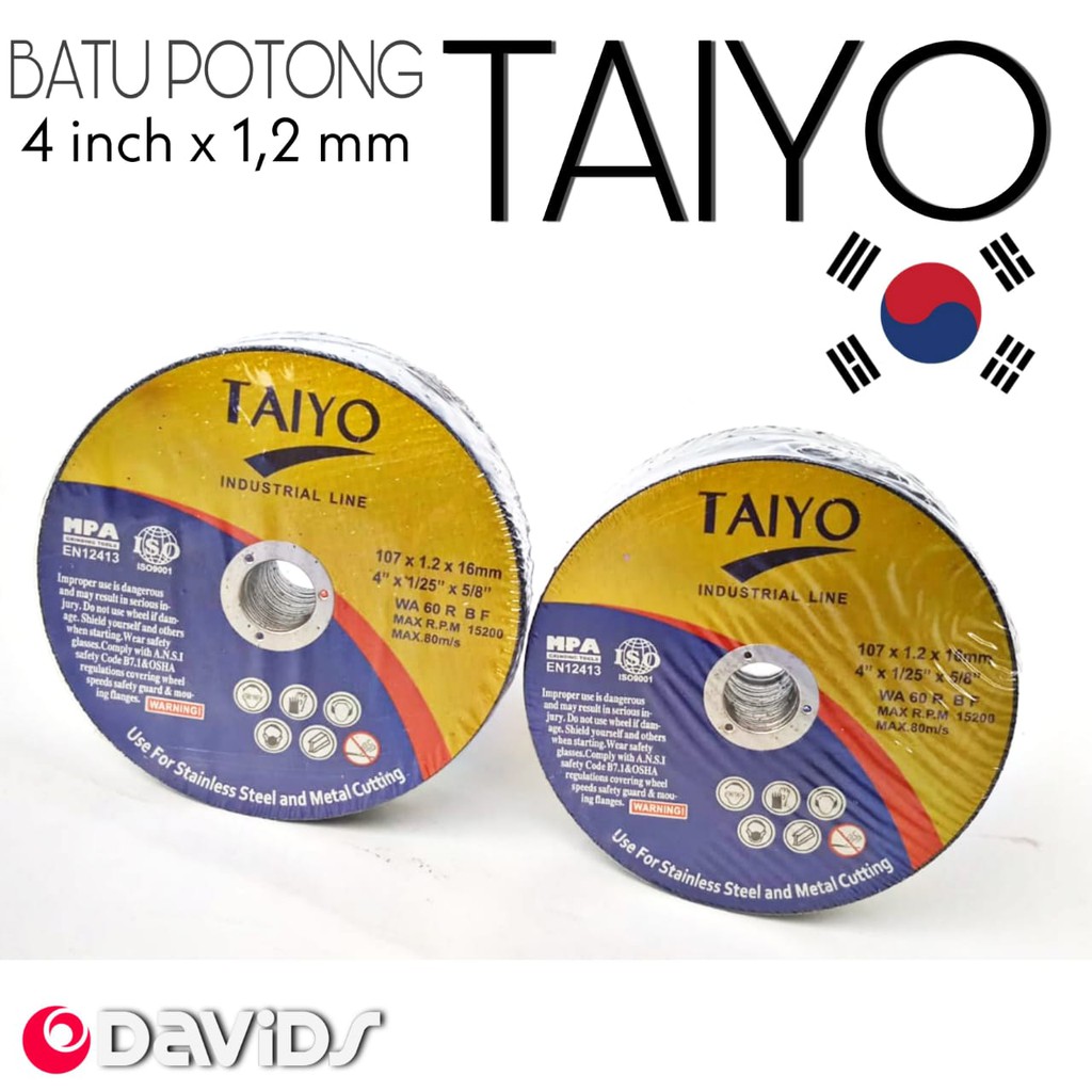 Taiyo Mata Gerinda Potong Besi Pemotong Batu Cutting Wheel Grinda Gurinda 4 Inch Kualitas WD