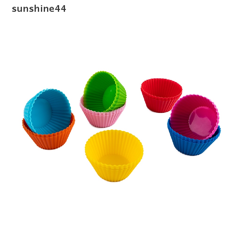 Sunshine 4Pcs / Set Cetakan Cupcake / Muffin Bentuk Bulat Bahan Silikon