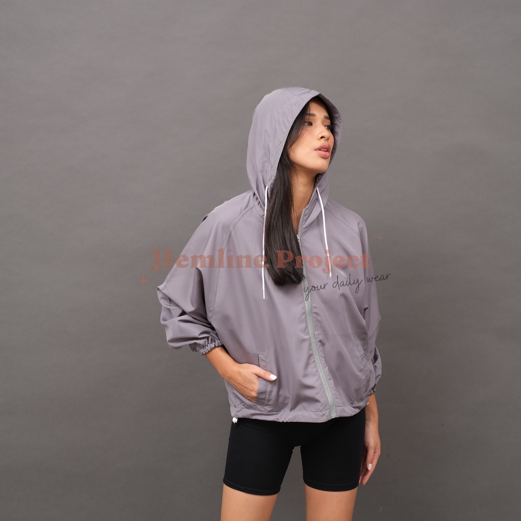 Ganis Oversized Jaket Grey - Jaket Parasut Hoodie