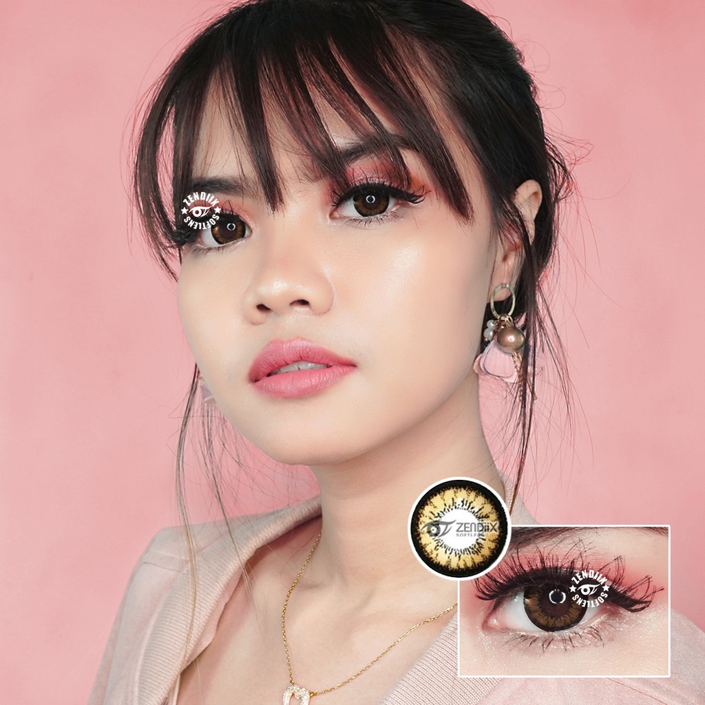 Softlens SUPER ANGEL Warna BROWN Normal Beda Minus