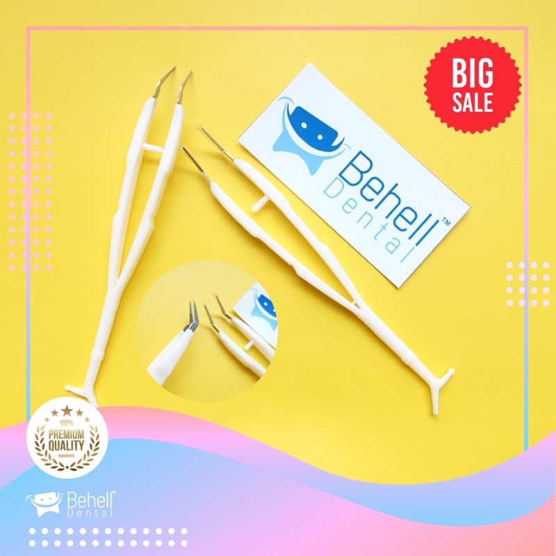 PINSET BEHEL GAGANG PLASTIK / BESI PREMIUM QUALITY Pingset L Alat Penghilang Plak Gigi Dental