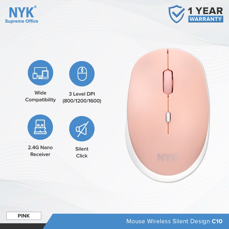 Mouse NYK Wirelles Pink 2.4Ghz C10