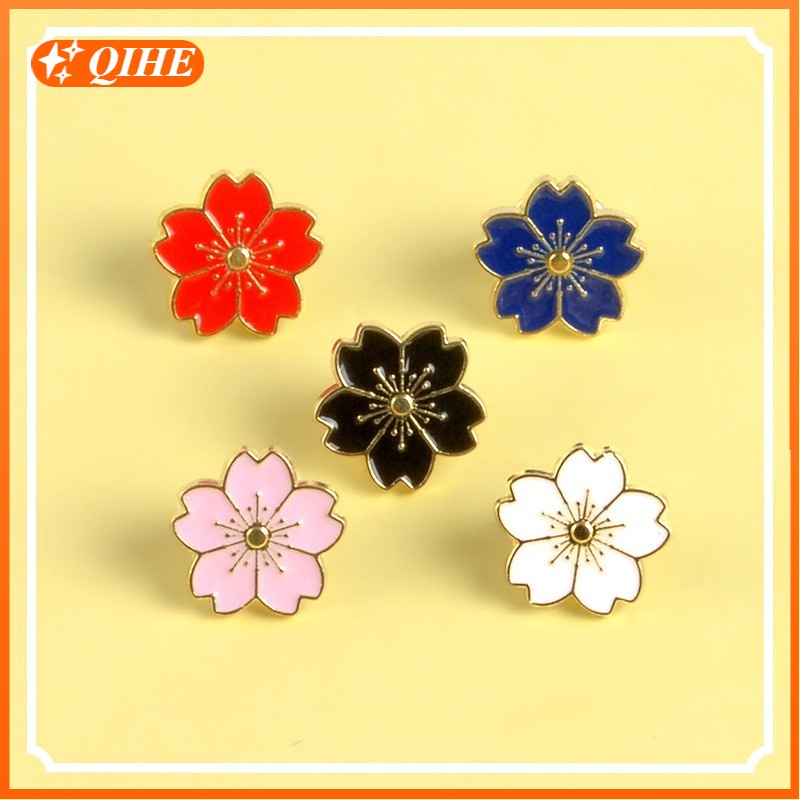 Bros Pin Kerah Desain Cherry Blossom Bahan Metal Gaya Jepang Untuk Seragam Sekolah