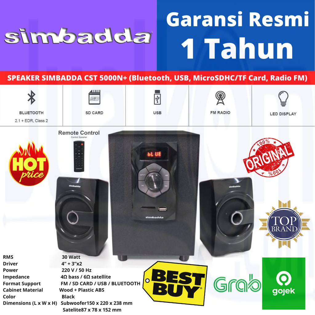 Speaker Simbadda CST 5000 N+ - Subwoofer Bass Power - Bluetooth