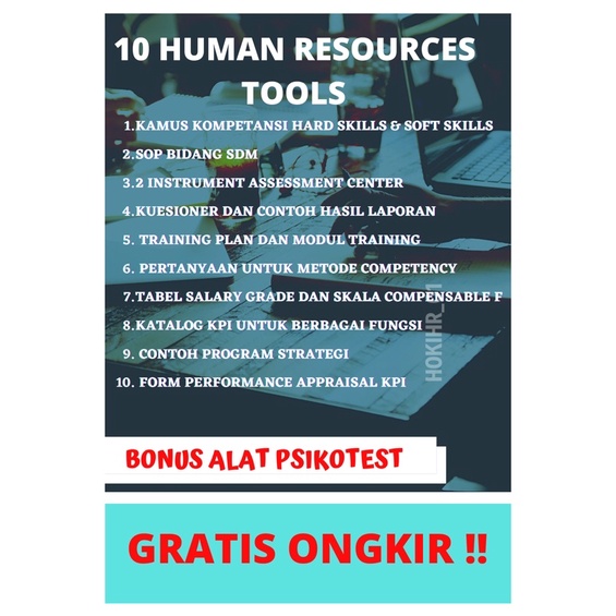 tools alat tes HRD + aplikasi psikotest+ tools HRD + katalog kpi + form HRD + SOP + MODUL (NOTA)