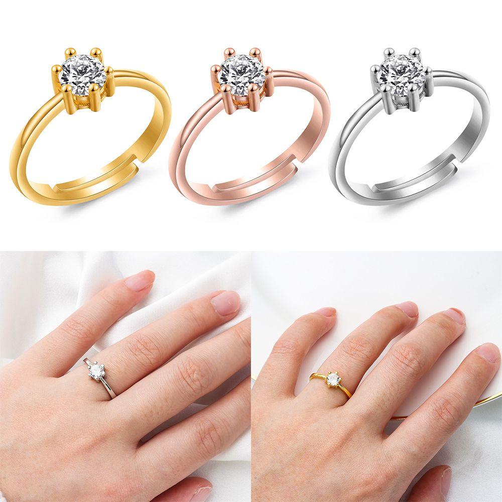 Cincin Mahkota Nanas Adjustable Silver Cinta Unik Untuk Wanita Hias Berlian