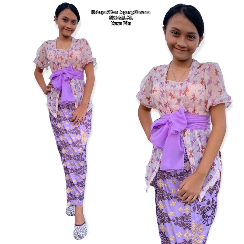 (COD) Kebaya Sifon Jepang Dewasa/Kebaya Saja/Pakaian Adat Bali