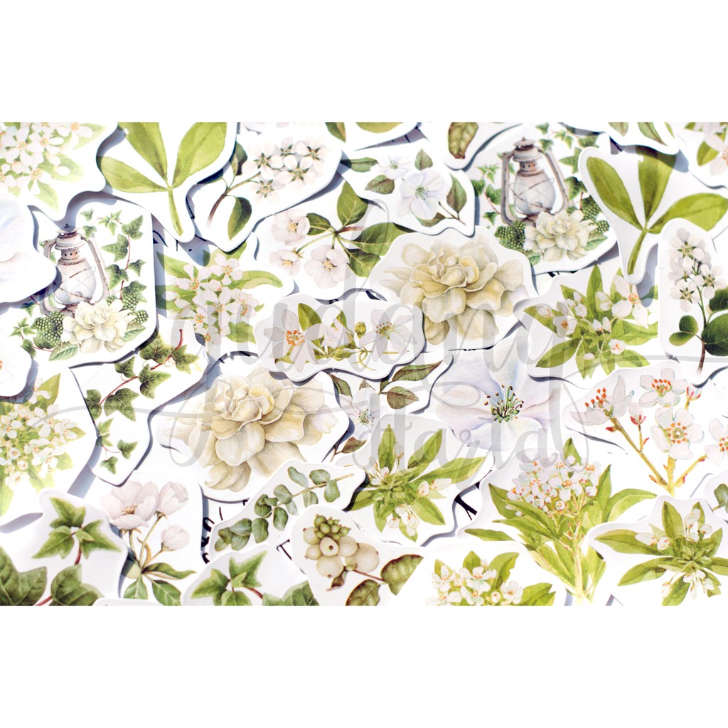 Stiker White Flower Bunga Lucu DIY Sticker Scrapbook GH 303440