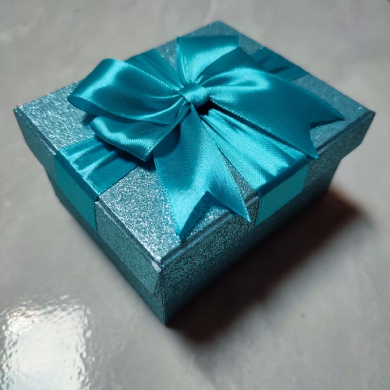 BOX KADO GLITTER BLUE PITA BIRU TOSCA KOTAK HADIAH ULANG TAHUN