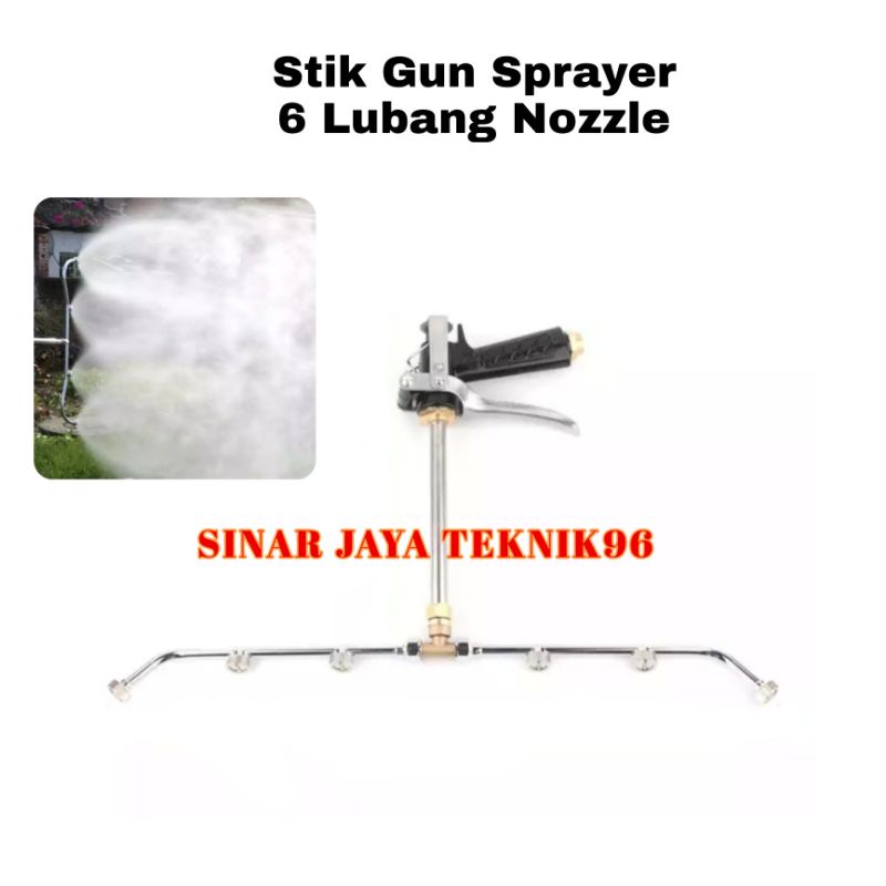 Stik Kabut Sprayer 6 Mata Nozzle Stainless Multifungsi