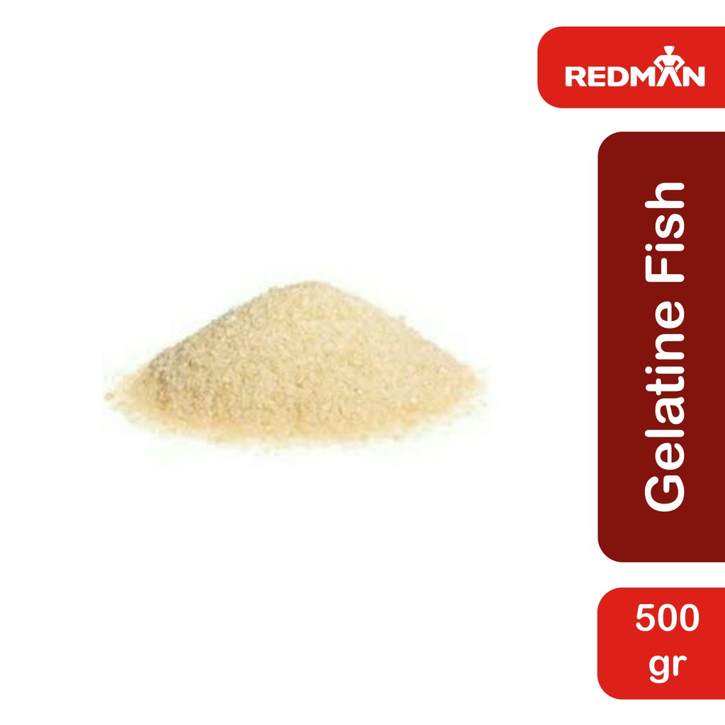 

Redman Fish Gelatine Powder 500gr Impor Halal Gelatin Ikan Bubuk Bloom